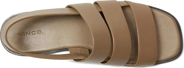 Vince Mazie Slingback Sandals Women's Wedge Shoes Sand Shell Beige Leather : 8.5 M - Image 2