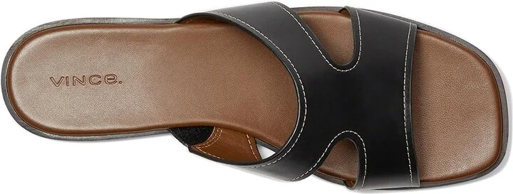 Vince Meyers Slide Sandals Women's Wedge Shoes Black Leather : 7 M - Image 2