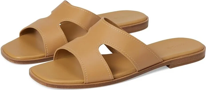 Vince Meyers Slide Sandals Women's Wedge Shoes Light Sable Beige Leather : 5 M