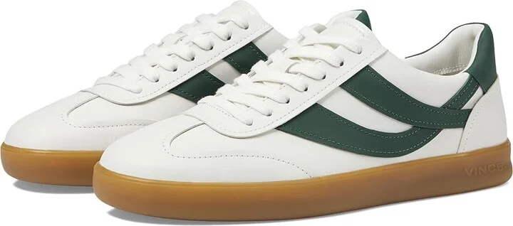 Vince Oasis-M Lace-Up Retro Sneakers Men's Shoes Chalk White/Pine Green Leather : 12 M, Leather/Rubber/Suede