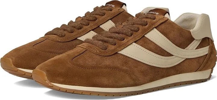 Vince Oasis Runner Lace-Up Sneakers Women's Shoes Brown Suede/White Leather : 5 M