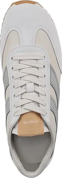 Vince Oasis Runner Lace-Up Sneakers Women's Shoes White/Silver : 9 M, Leather - Image 2