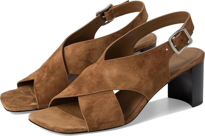 Vince Omega Women's Wedge Shoes Elmwood Brown Suede : 8.5 M, Leather/Rubber