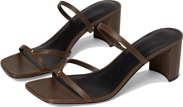 Vince Ona Strappy Sandals Women's Wedge Shoes Nutwood Brown Leather : 8 M