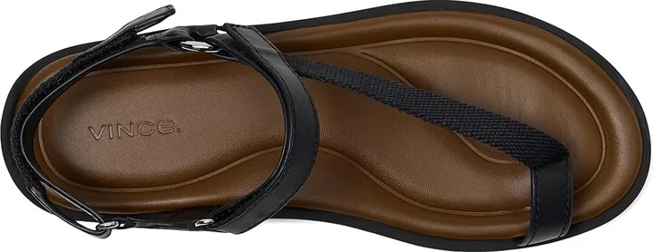 Vince Summer Strappy Sandals Women's Wedge Shoes Black Leather/Fabric : 5 M, Leather/Textile - Image 2