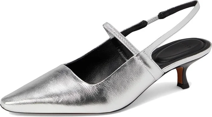 Vince Venice Kitten Slingbacks Women's Sandals Silver Leather : 7 M - Image 5