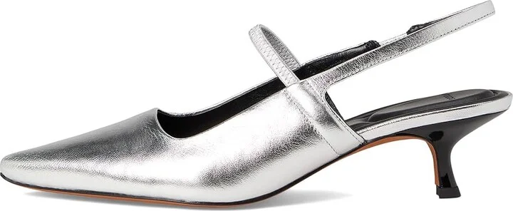 Vince Venice Kitten Slingbacks Women's Sandals Silver Leather : 7 M - Image 6