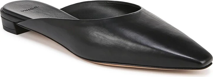Vince Women's Ana Leather Slip On Pointed Toe Mule Black Leather 5 M