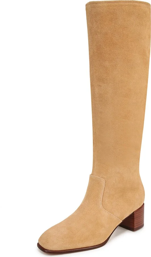 Vince Womens Arabel Tall Boot Knee High Boot Miele Beige Suede 10 M