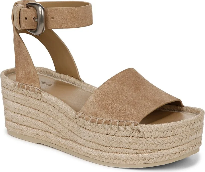 Vince Women's Belisa Platform Espadrille Sandal Dune Tan Leather 6 M