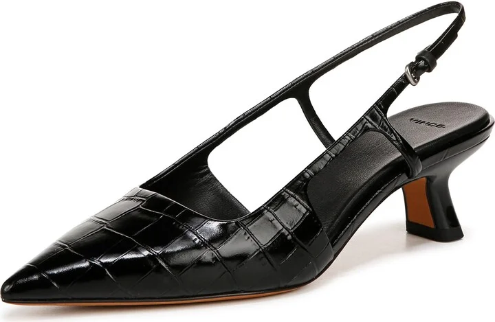 Black Croc Print Leather