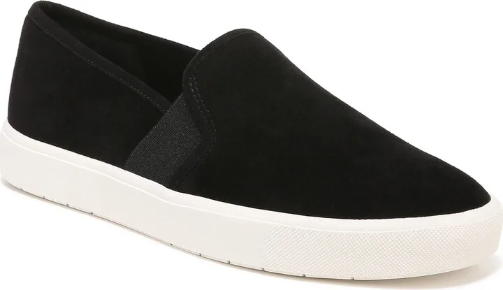 Vince Womens Blair-5 Slip On Fashion Sneaker Black Suede 6 M