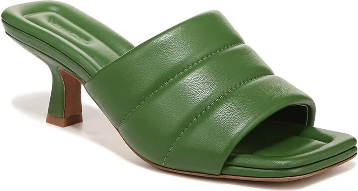 Vince Womens Ceil Slide Sandal Palm Leaf Green Quilted Leather 6.5 M