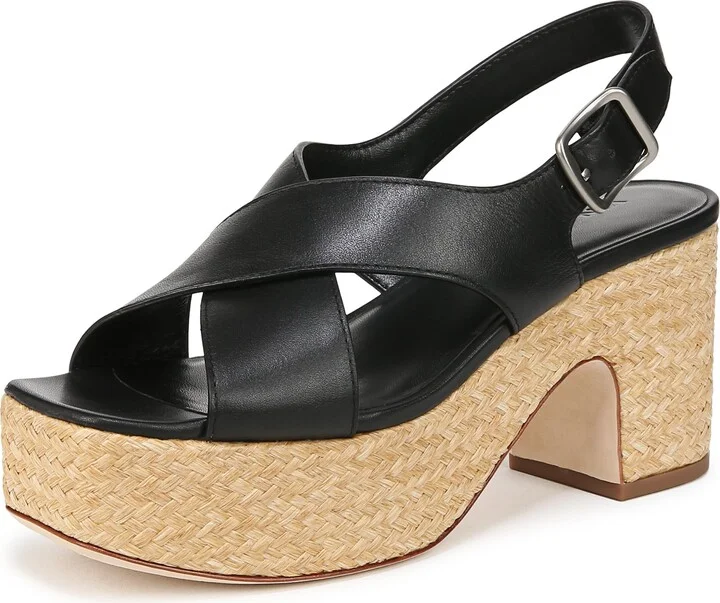 Vince Womens Clementina Heeled Sandal Black Leather 10 M