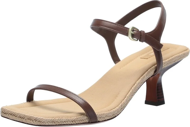 Vince Womens Coco Kitten Heel Ankle Strap Sandal Maplewood Brown Leather Espadrille 7 M
