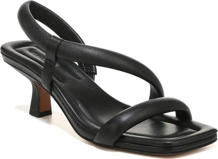 Vince Womens Coline Tubular Strappy Sandal Black Leather 9.5 M