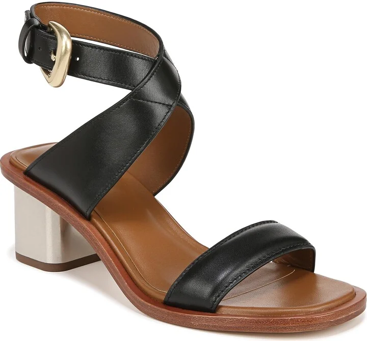 Vince Womens Dalia Strappy Heeled Sandals Black Leather 6 M