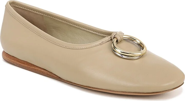 Vince Womens Didi Ornament Slip-On Ballet Flat Doe Beige Leather 7 M