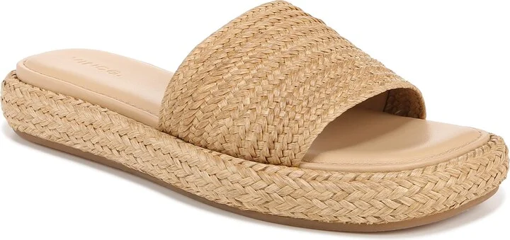 Vince Womens Eva Raffia Slide Sandal Toasted Wheat Raffia 10 M