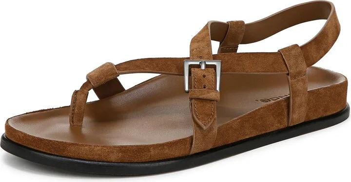 Vince Womens Franca Flat Sandal Elmwood Suede 11 M
