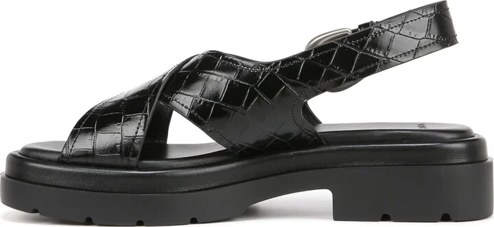 Vince Womens Helena Slingback Platform Sandal Black Croco Leather 9.5 M