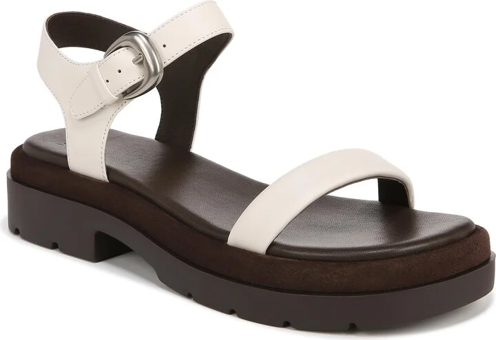 Vince Womens Heloise Ankle Strap Platform Sandal Milk White Leather 10 M