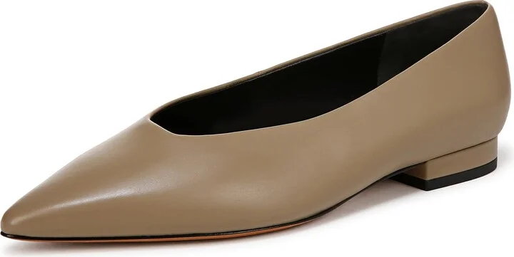 Vince Womens Isabel Ballet Flat Safari Beige Leather 10 M