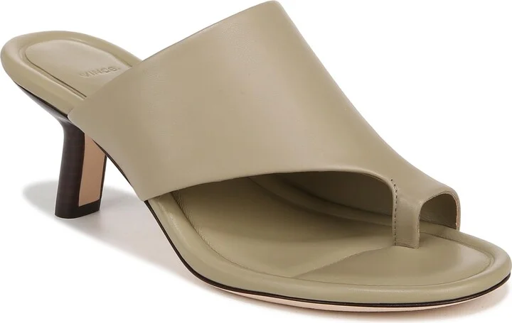 Vince Womens Jasper Kitten Heel Slip On Sandal Doe Beige Leather 9 M