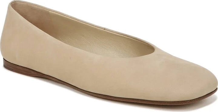Vince Womens Leah Square Toe Ballet Flat Blonde Beige Leather 12 M