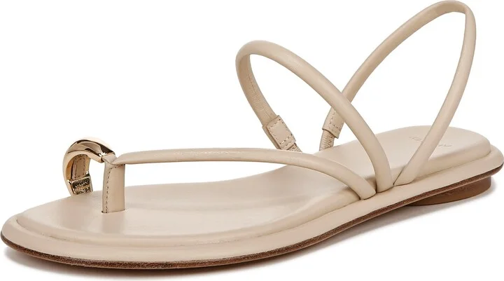 Vince Women's Lucila Flat Strappy Sandal Birch Sand Beige Leather 6.5 M