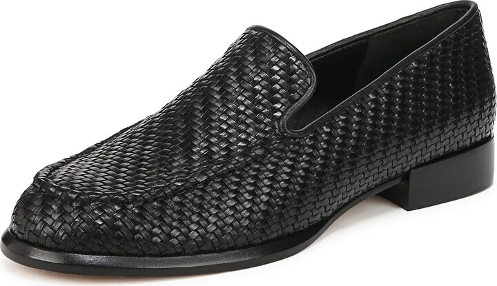 Vince Womens Naomi Woven Loafer Black Woven Leather