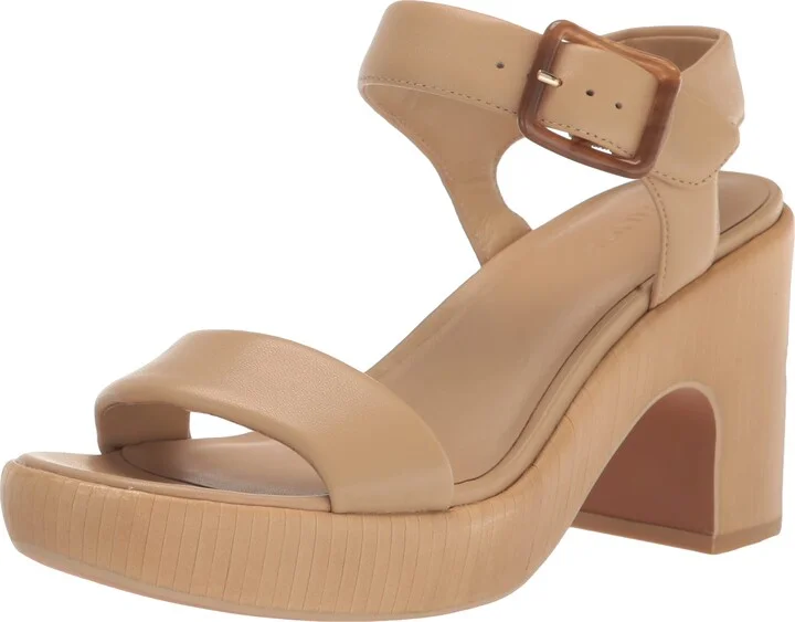 Vince Womens Noelle Mid Heel Sandal Blonde Leather 7 M