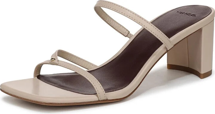 Vince Womens Ona Heeled Sandal Birch Sand Beige Leather 5.5 M
