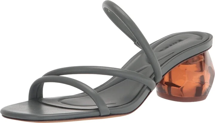 Vince Womens Pedra Strappy Sandal with Gem Heel Seastone Leather 7.5 M