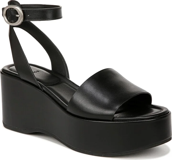 Vince Womens Phillipa Platform Ankle Strap Sandals Black Leather 8 M