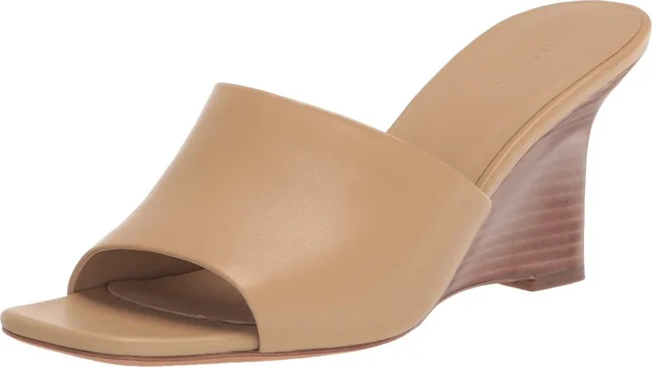 Vince Womens Pia Slide Wedge Sandal Blonde Beige Leather 10 M