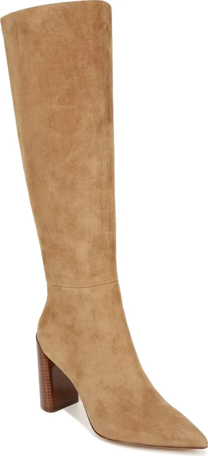 Vince Womens Pilar Knee High Boots Wide Calf Dark Amber Brown Suede Wide Calf 6.5 M