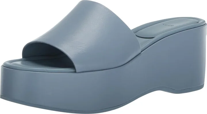 Vince Womens Polina Platform Slide Sandals Glacial Blue Leather 8.5 M