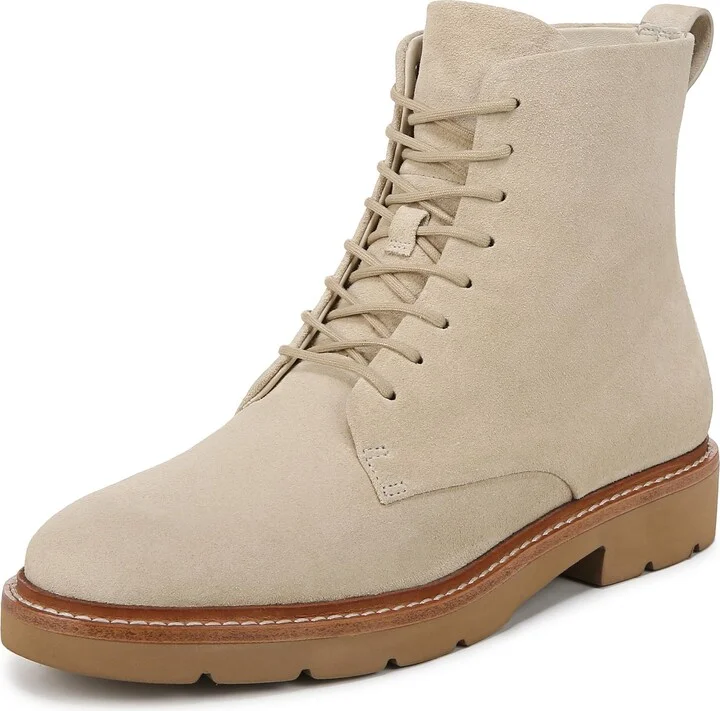 Vince Womens Rae Lace Up Combat Boot Biscotti Beige Suede 13 M