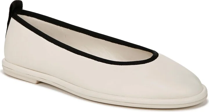 Vince Womens Sofia Slip On Ballet Flat Milk White Leather 8.5 M