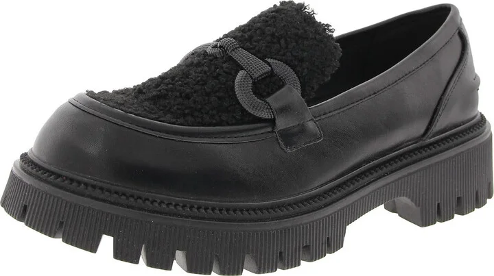 Vince Womens Solid Faux Leather Loafers