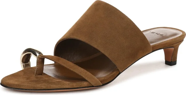 Vince Womens Suzie Slide Sandal Elmwood Brown Suede 9 M