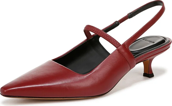 Vince Womens Venice Kitten Pump Redcurrant Leather 7.5 M
