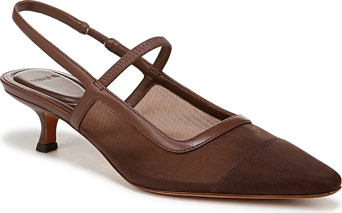 Vince Women's Venice Pointed Toe Mesh Kitten Heel Slingback Pumps
