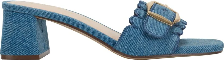 Vinley Denim Buckle Scalloped Slide Sandal - Image 3