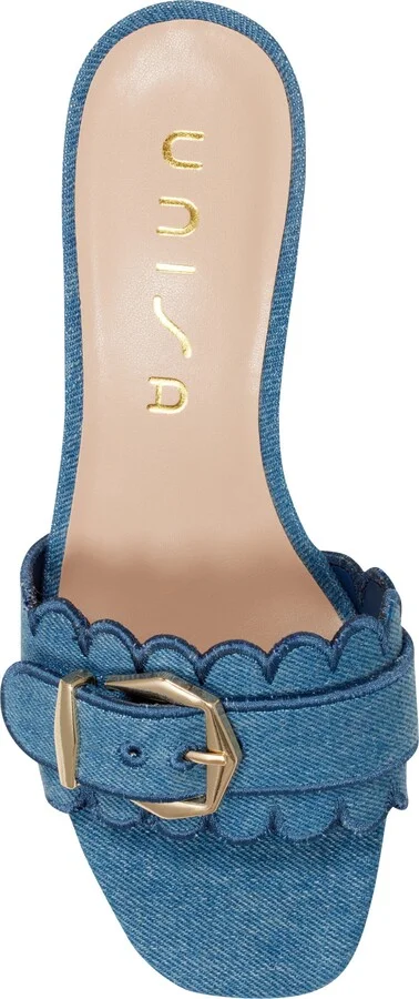 Vinley Denim Buckle Scalloped Slide Sandal - Image 4