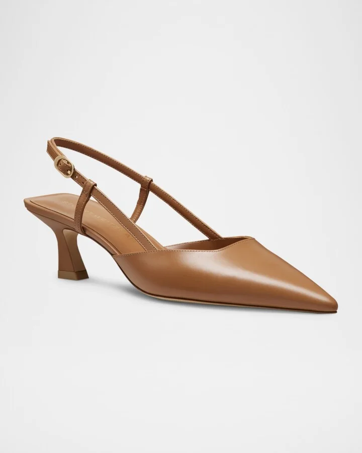 Vinnie Leather Kitten Slingback Pumps - Image 3