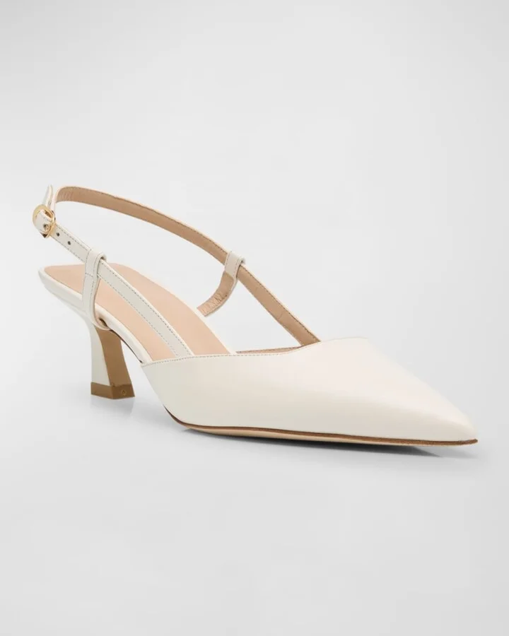 Vinnie Leather Kitten Slingback Pumps - Image 5