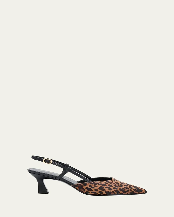 Vinnie Leopard Kitten Slingback Pumps