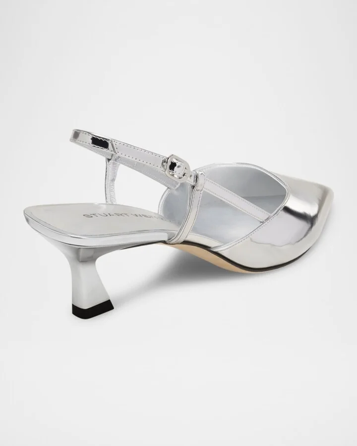 Vinnie Metallic Kitten Slingback Pumps - Image 8